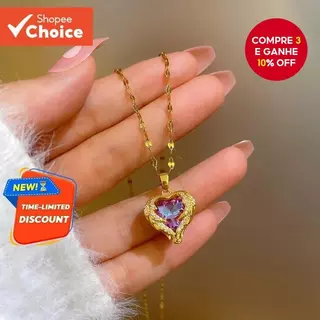 Colar De Cristal De Coração Oceano Joias De Aço Inoxidável Nunca Desbota Presente Moderno Para Mulheres em Oferta na Shopee