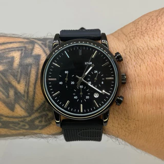 Black Friday Relogio de Luxo All Black Multifuncional Com Cronografo 100% Funcional+Caixa e envio Rapido