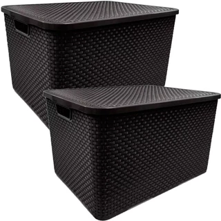 Kit 2 Caixas organizadoras com tampa 20 litros - Rattan - Arqplast em Oferta na Shopee