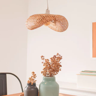 luminária pendente de bambu curvas boho moderna - Oikos em Oferta na Shopee