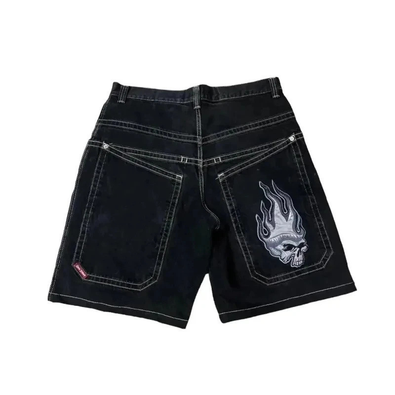 Y2K Shorts Baggy Mens Nova Asa Bordada Denim Shorts Harajuku Hip