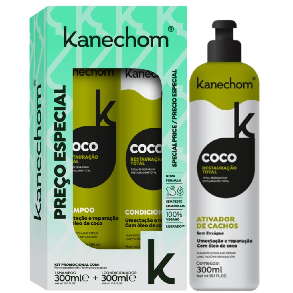 シャンプー koom Shampoo e Condicionador Kanechom Coco Restauração Total + Creme
