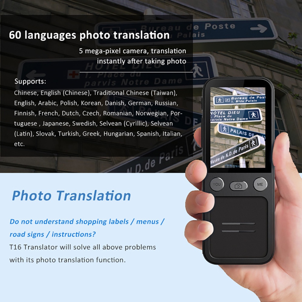 T16 ai voz tradutor em tempo real 138 multi línguas on-line voz-registro  3.1 Polegada
