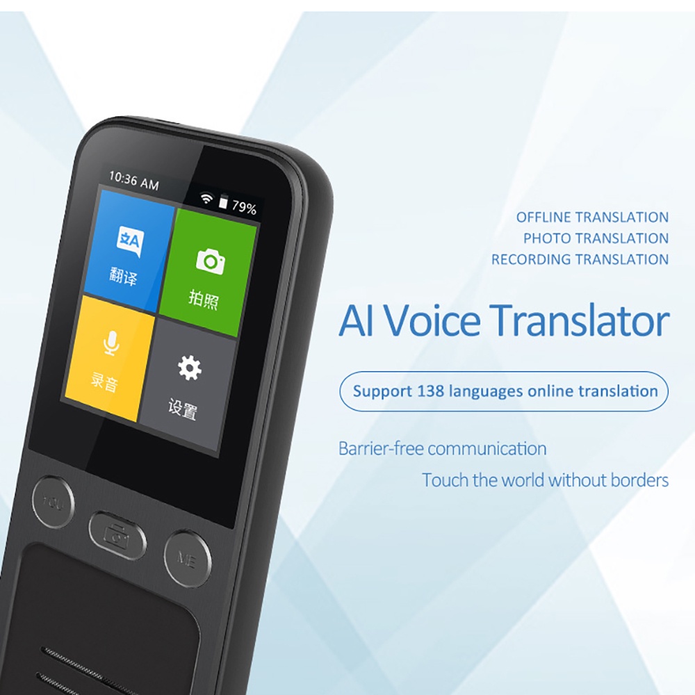 T16 ai voz tradutor em tempo real 138 multi línguas on-line voz-registro  3.1 Polegada