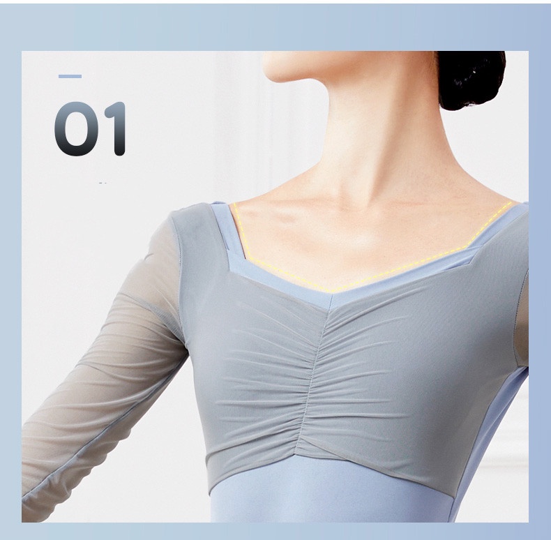 Collant De Balé Adulto Feminino Manga Comprida Body De Dança Aberto Com ...