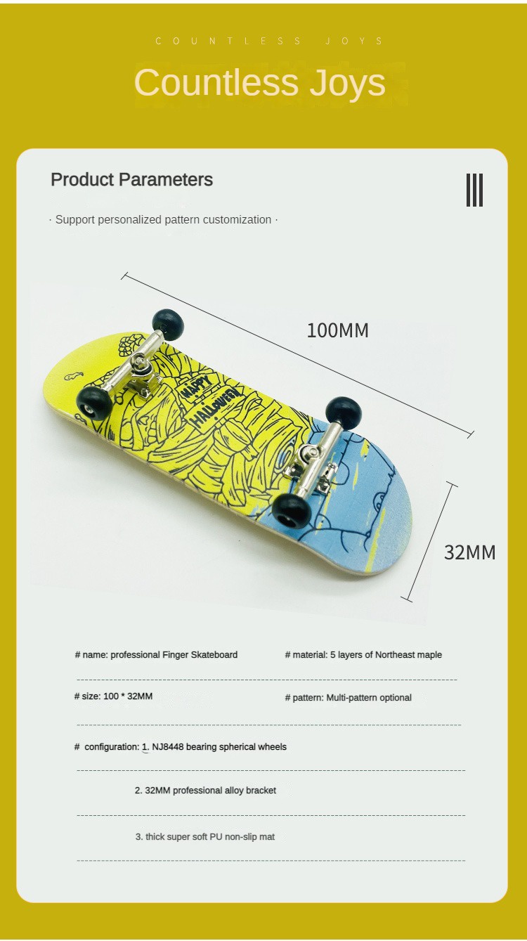 Skate De Dedo De 32mm Ponte Larga De Profissional Bolas De Rolamento  Presente Criativo