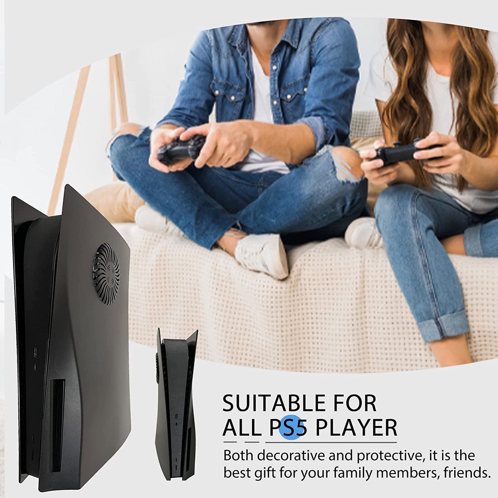 Placa frontal para PS5, tampa da placa frontal de substituição para console  de jogos PS5, painel de proteção para edição digital PS5, à prova de  poeira(Preto)