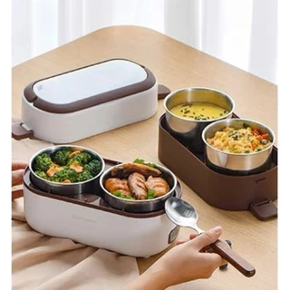 Marmita Térmica Lancheira de Aço Inoxidável Elétrica Aquecedor de Alimento Gourmet Portátil