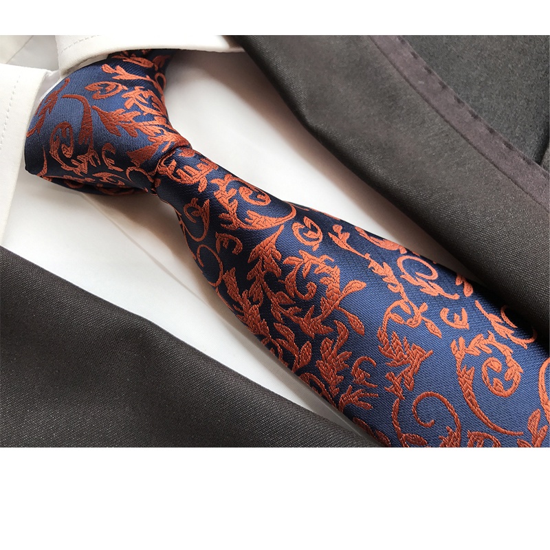 Cravatta da Cerimonia di Seta Blu Fantasia Tono su Tono Paisley Bianco