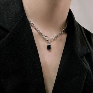 Colar Da Moda Masculina Corrente De Colarinho De Alto Sentido Titânio De Vento Escuro Pingente Masculino De Aço
