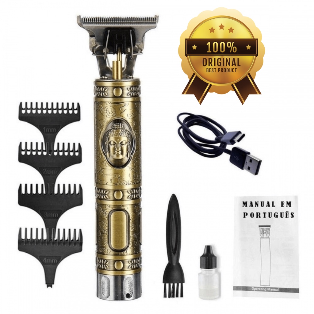 Maquina de Cortar Cabelo Maquininha Profissional Barbeador Dourado ...