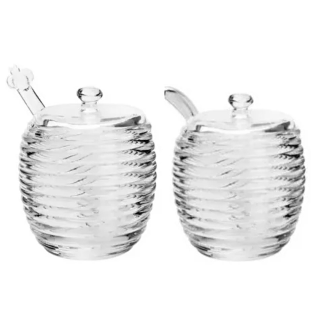 Kit 2 Pçs Meleira C/pegador Açucareiro C/colher Cristal Lyor