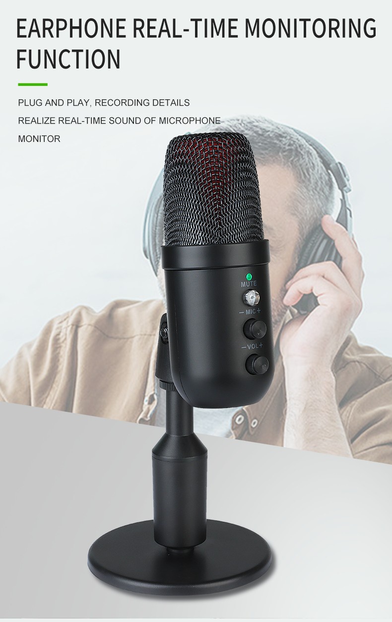 SOONHUA Microfone condensador USB para jogos, para PC, PS4, PS5 e Mac,  suporte antivibração, microfone de estúdio para música, vocais, podcasts,  jogos, streaming e muito mais, podcasts, , Discord : :  Instrumentos