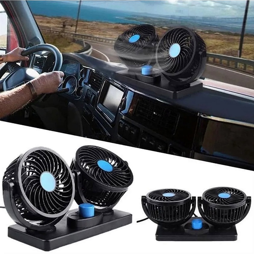 Ventilador Automotivo Duplo Ajustável 12v Para Carro Caminhão Van