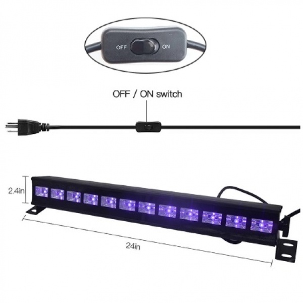 Tube Lumière Noire 1,20 M RIBALTA WOOD – 36W, DTS, Noir (ouvert Mais Jamais Utilisé)