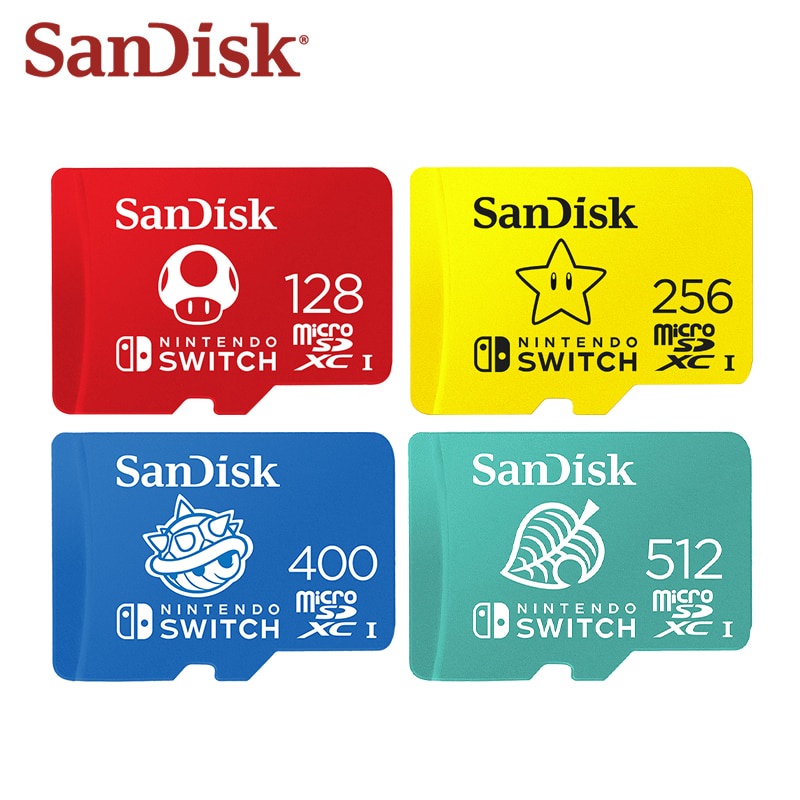 Cartão De Memória Original SanDisk microSDXC Para Nintendo Switch 64GB 128GB 256GB 512GB TF Até 100MB/s Leitura Flash Card