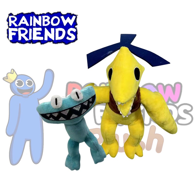 Novo roblox raibow friends capítulo 2 dinossauro azul amarelo decoração fofa  50cm