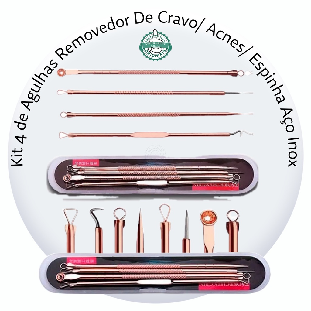 Kit 4 Extrator Cureta Tira Acne Cravos E Espinha Limpeza Rosto Nariz ...