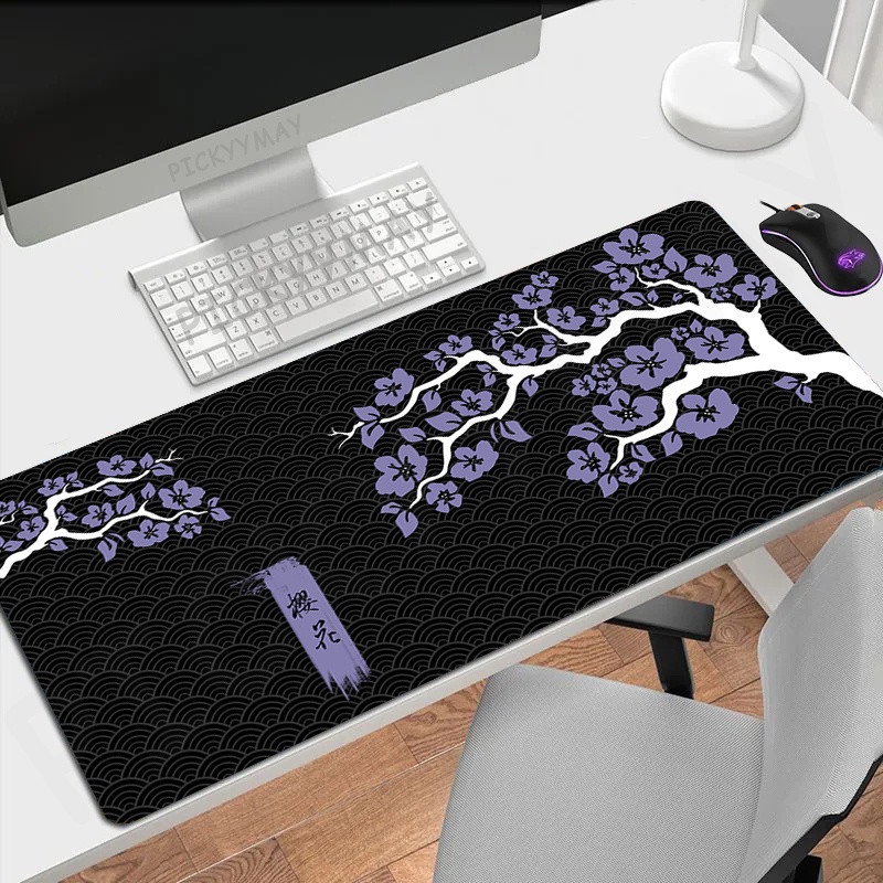 Tapete De Rato Para Jogos Cereja Japonês Sakura Grande Mesa De Borracha Antiderrapante Teclado