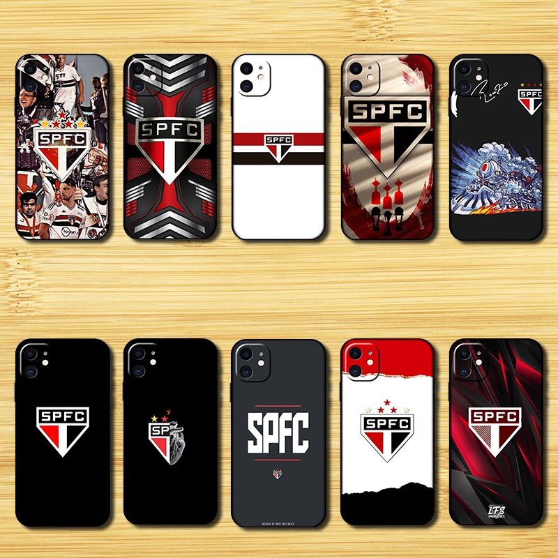 Estojo Para iPhone 11 12 Mini AO24 SPFC Manga Protetora De Concha Macia
