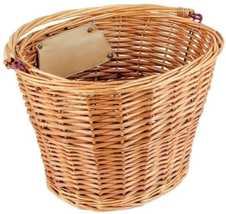 Cesta Para Bicicleta Aro 26 Retro Marrom Vime Alça Em Couro