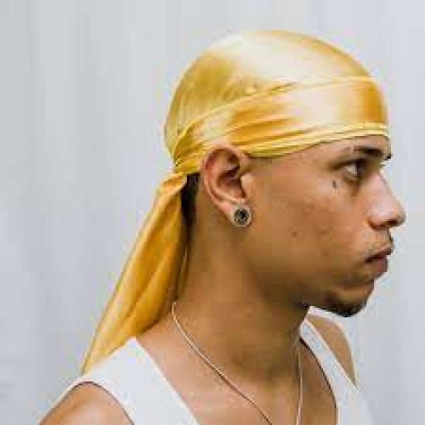 Bandana p/ Cabelo Dureg Durag dourada.