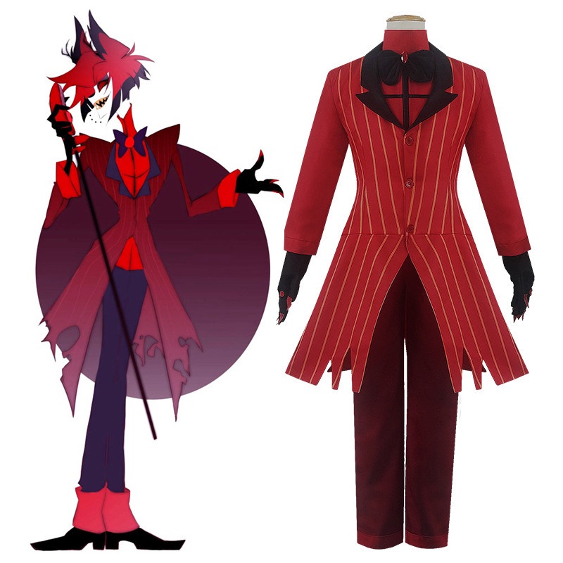 Hazbin Hotel ALASTOR Cosplay Costume Uniforme De Halloween Conjunto De Perucas De Fato Completo