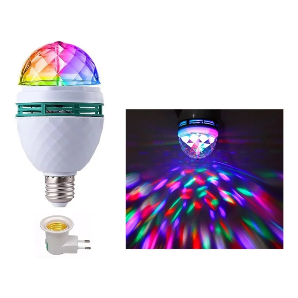 Lampada Led Giratoria Globo De Luz Rgb para festa Bola Colorida luz