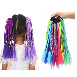 1 PCS Novas Meninas Tranças Sujas Coloridas Perucas De Gravata Com Rabo De Pônei Bandas De Borracha Princesa Headwear Kids Hair Accessories