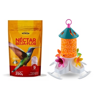 Kit Bebedouro Beija Flor Só Lóve Laranja e Néctar Nutricon (250g)