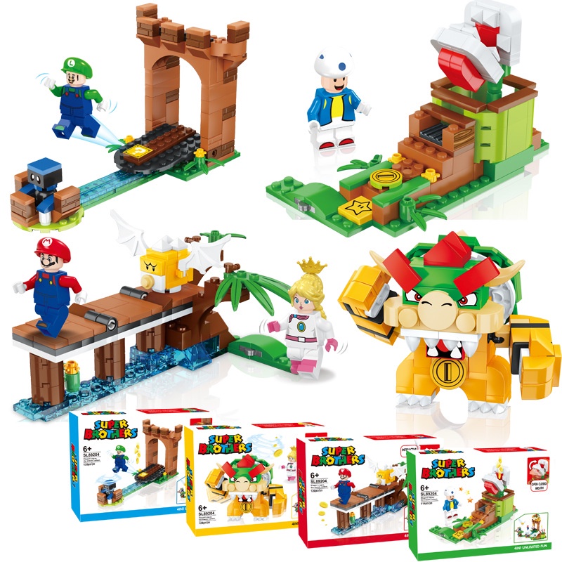 4779pcs Super Mario Bros Blocos De Construção Peach Bowser Toad Scenes Modelo Bonecas Figura Brinquedo