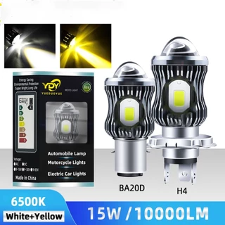 100000lm H4 LED Moto BA20D Lâmpadas Para Faróis De Motocicletas csp Lentes Brancas Amarelas Oi lo Lâmpada scooter Acessórios