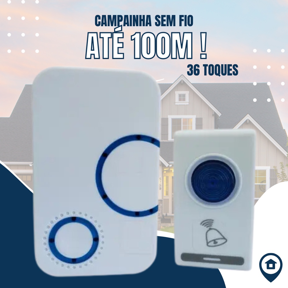 Campainha Longo alcance Sem Fio Residencial com 36 Toques | Shopee Brasil