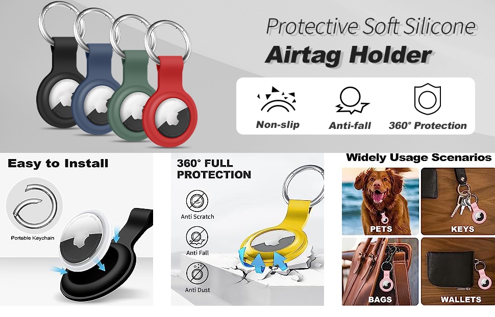 Capa Protetora de Silicone Premium para Air Tag - Pacote com 4, suporta ...