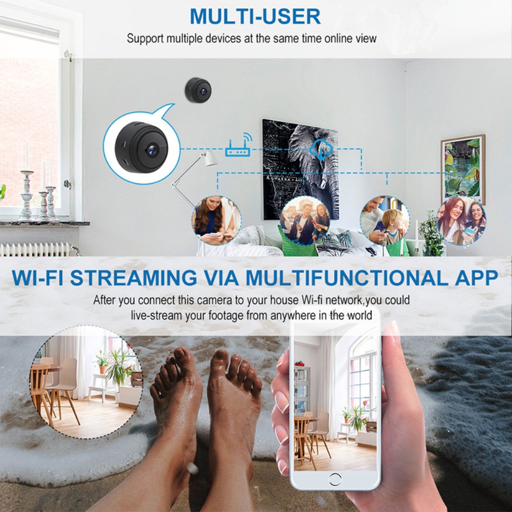 [SOH] 2.4GHz WIFI XD Mini Câmera IP Sem Fio HD 1080P Detecção de ...