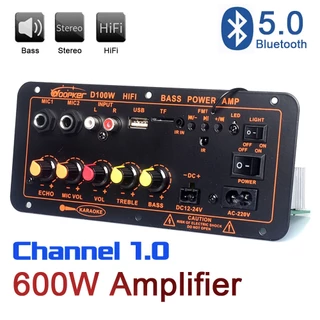 Placa Amplificadora De Áudio 600W/200W Bluetooth 5.0 D300 Dual Microphone Subwoofer Módulo Amplificador HIFI Stereo Power AMP 12V 24V 220V Media Player