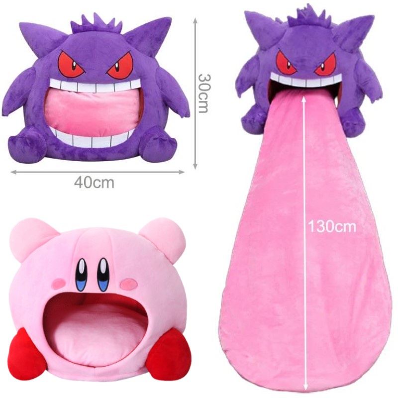 Fofo Kirby Pokemon Gengar Big Tongue Plushies Anime Periférico Tamanho Grande Almofada Para O Sono Manta De Pelúcia Recheada Boneca De Brinquedo