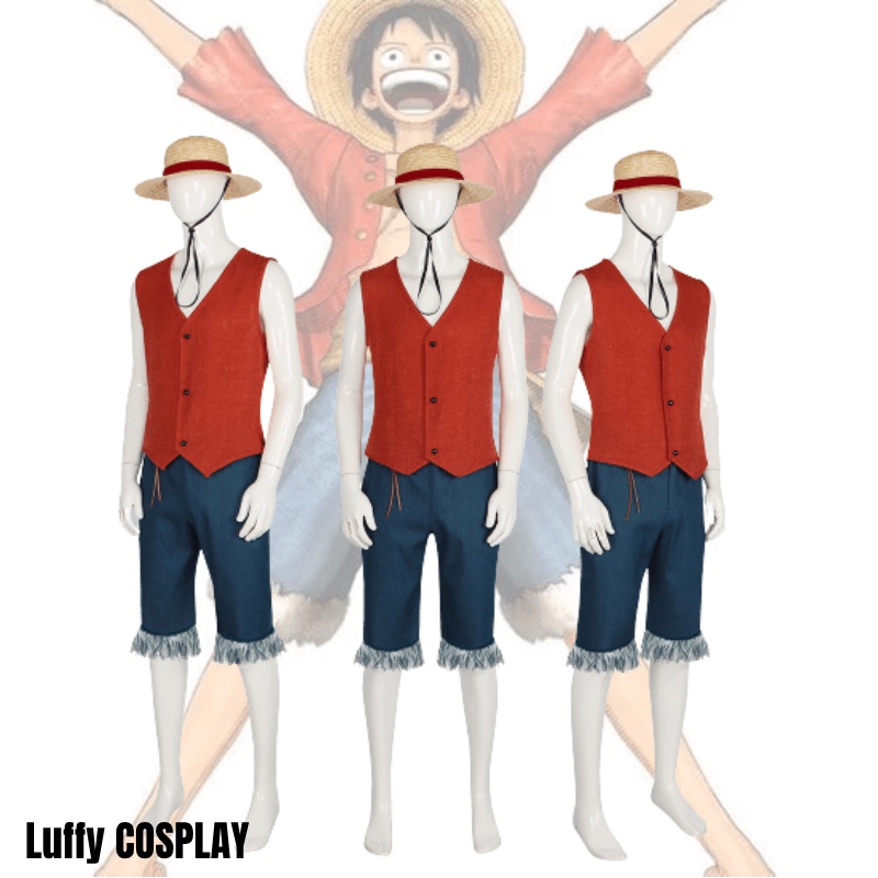 Anime luffy cosplay fantasia filme vermelho traje festa de