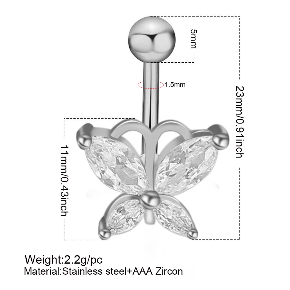 Piercing Umbigo Antialérgico Aço Cirúrgico 316I Pedra Zircônia