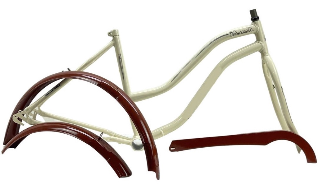 Kit Quadro De Bicicleta Em Aço Aro 26 Retro Vintage Antigo Bege com Marrom Liquidaçao