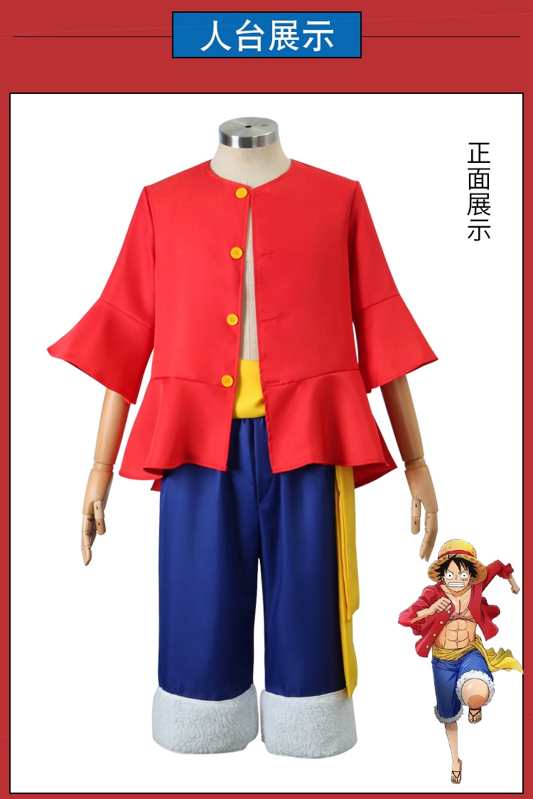 Anime One-Piece Monkey D Luffy Cosplay Fantasia Para Crianças Adultas Boy  Chapéu De Palha Roupa De Calças