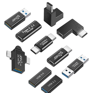 1Pcs 10Gbps Tipo C Cotovelo Macho Para Fêmea Carga Rápida c3.1/3.0 Adaptador De Áudio E Vídeo Multifuncional 5A/30V OTG