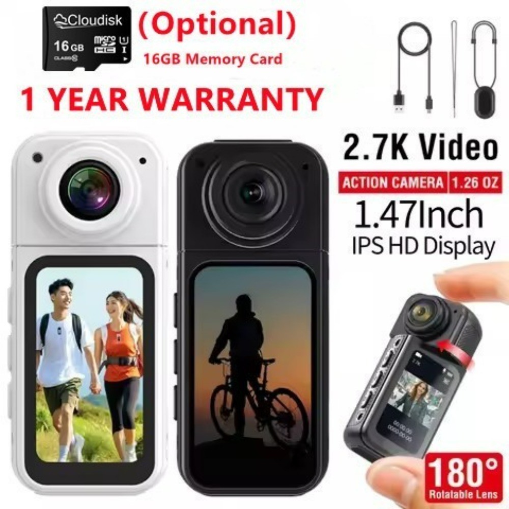 G261 Action Cam 2.7K – 64GB, 180° Draaibare Lens, 1.47″ Display, WiFi, App, 120° Groothoek – Vlog, Sport & Reizen 5 miniatura