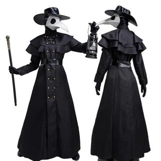 Halloween Medieval Com Capuz Robe Praga Médico Traje Máscara Chapéu Para Homens Mulheres Monge Cosplay