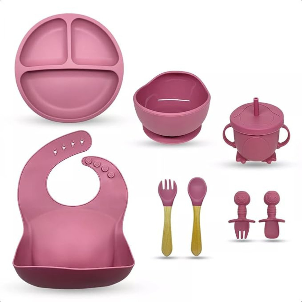 Kit Introdução Alimentar Bebê Utensílios em Silicone Premium 8 Pçs BBL ...
