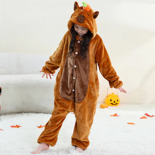 Kigurumi Capivara Vaca Dos Desenhos Animados Onesies Crianças Animal Macacão Meninas Meninos Flanela Pijamas Trajes em Oferta na Shopee