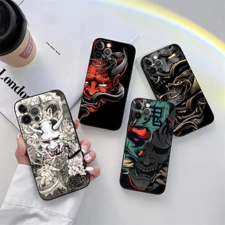 Samurai Hannya Máscara Fantasma Tatuagem Caixa De Telefone Para iPhone 16E 16 15 14 13 12 11 Pro Max XR XS 7 8 Plus 13 M
