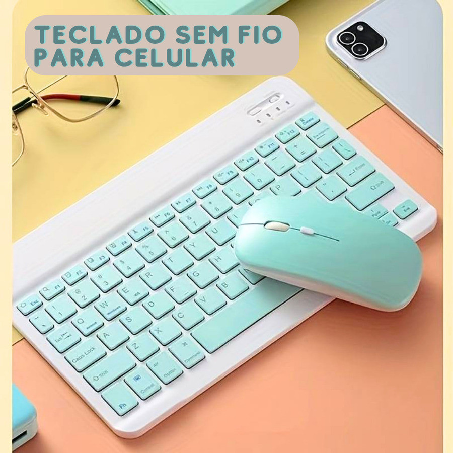 KIT Teclado + Mouse Via Bluetooth Compacto e Design Moderno - Compatível Com Smartphones/Notebook/Tablet Leo Store BR