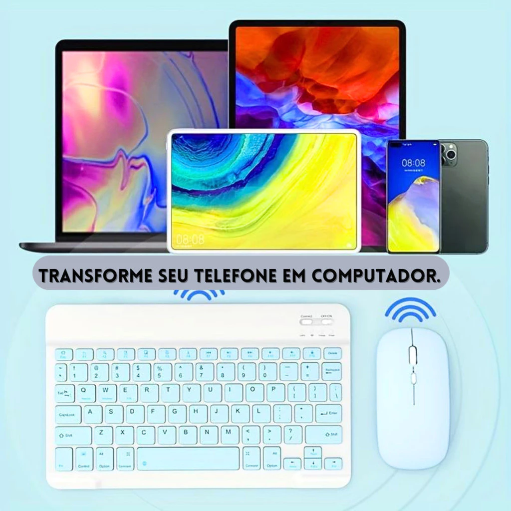 Kit Teclado e Mouse Bluetooth