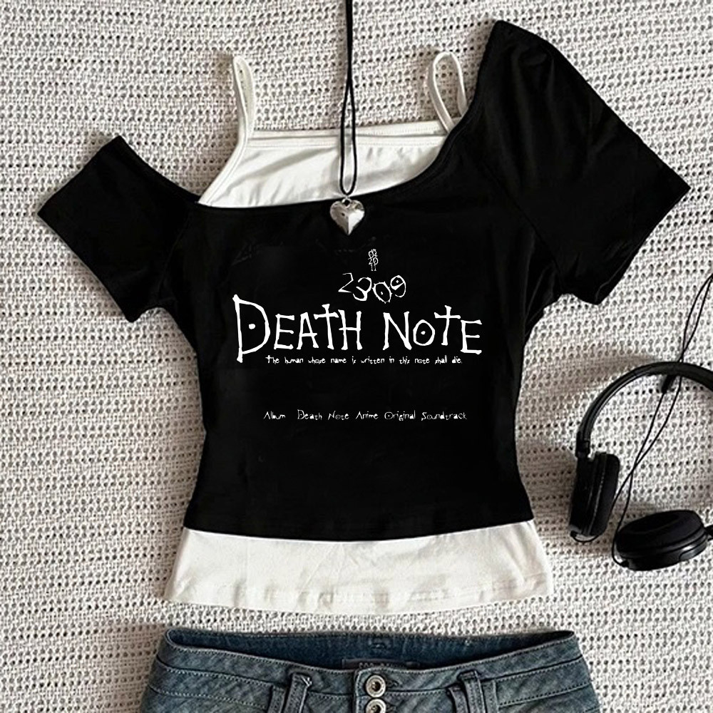 Death Note crop top 2025 gyaru harajuku Fairy 2000s Slim Fit Bonito ...